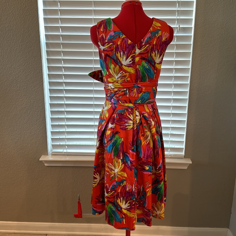 Rabbit Rabbit Rabbit Designs Women's Colorful Belted Size 4 Fit-and-Flare Dress - Picture 2 of 4